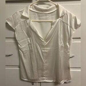 SHEIN Cream Blouse with V-Neck